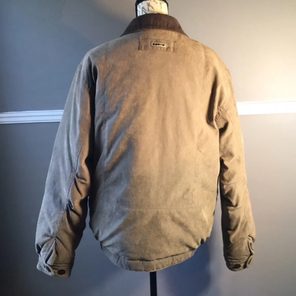 RFT Rainforest Down Filled Suede Bomber Jacket Zip up, Men size Large EUC - Picture 3 of 8